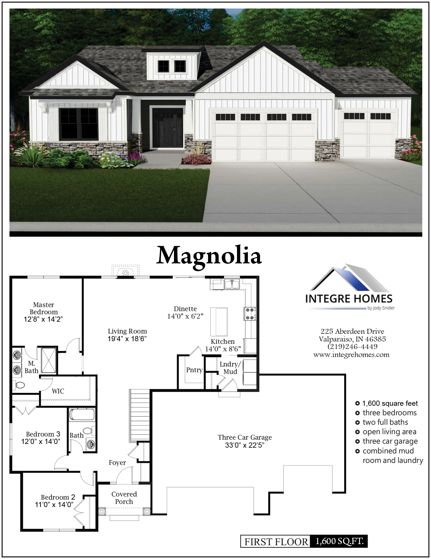 Magnolia Farmhouse Ranch Floor Plan | Integre Homes